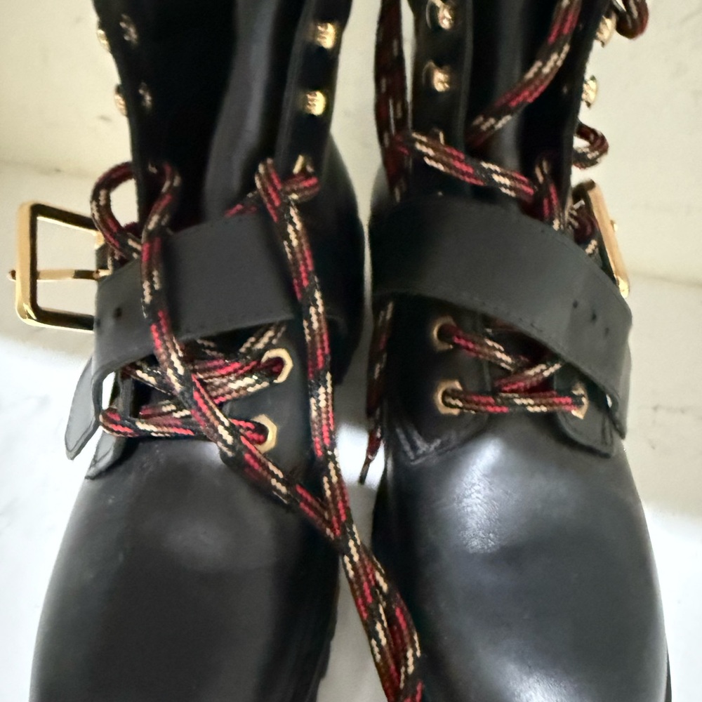 NWOT Sandro Black Combat Boots with Gold Accents from Pet Friendly Home 37